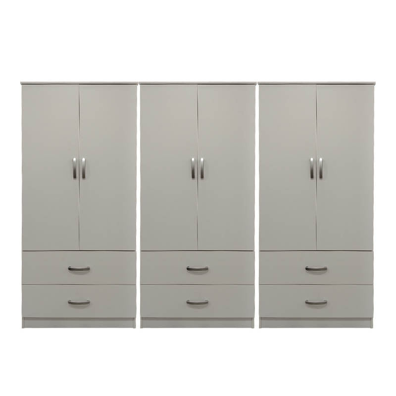 Ντουλάπα εξάφυλλη με συρτάρια Athos pakoworld λευκή 240x42x180εκ - Hippiehome.gr