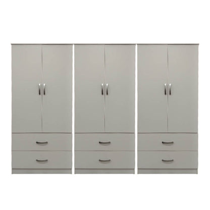 Ντουλάπα εξάφυλλη με συρτάρια Athos pakoworld λευκή 240x42x180εκ - Hippiehome.gr