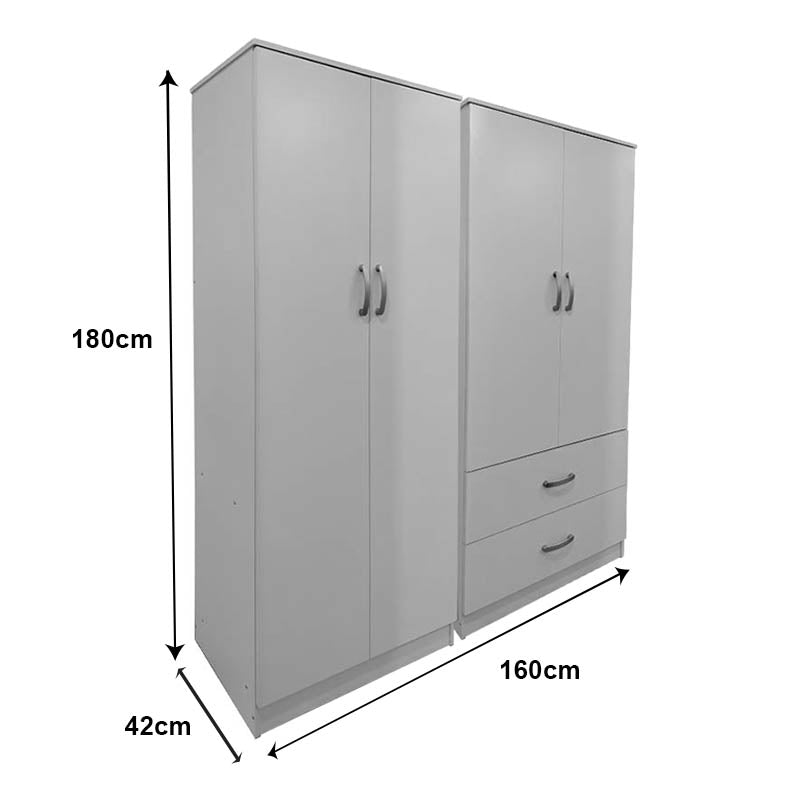Ντουλάπα τετράφυλλη Athos pakoworld λευκή 160x42x180εκ - Hippiehome.gr