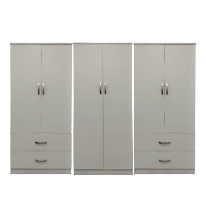 Ντουλάπα εξάφυλλη Athos pakoworld λευκή 240x42x180εκ - Hippiehome.gr