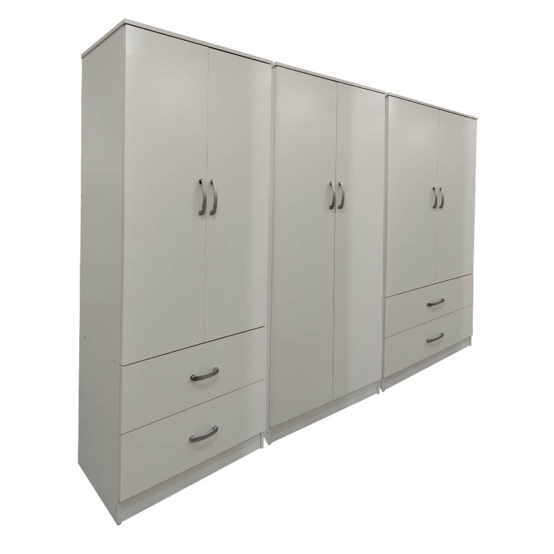 Ντουλάπα εξάφυλλη Athos pakoworld λευκή 240x42x180εκ - Hippiehome.gr