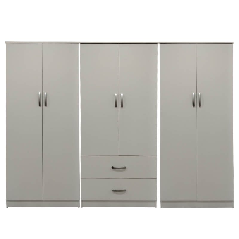 Ντουλάπα εξάφυλλη Athos I pakoworld λευκή 240x42x180εκ - Hippiehome.gr