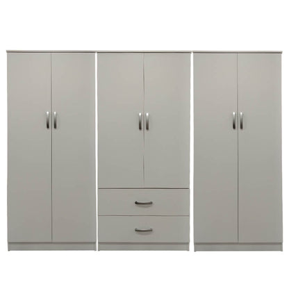 Ντουλάπα εξάφυλλη Athos I pakoworld λευκή 240x42x180εκ - Hippiehome.gr
