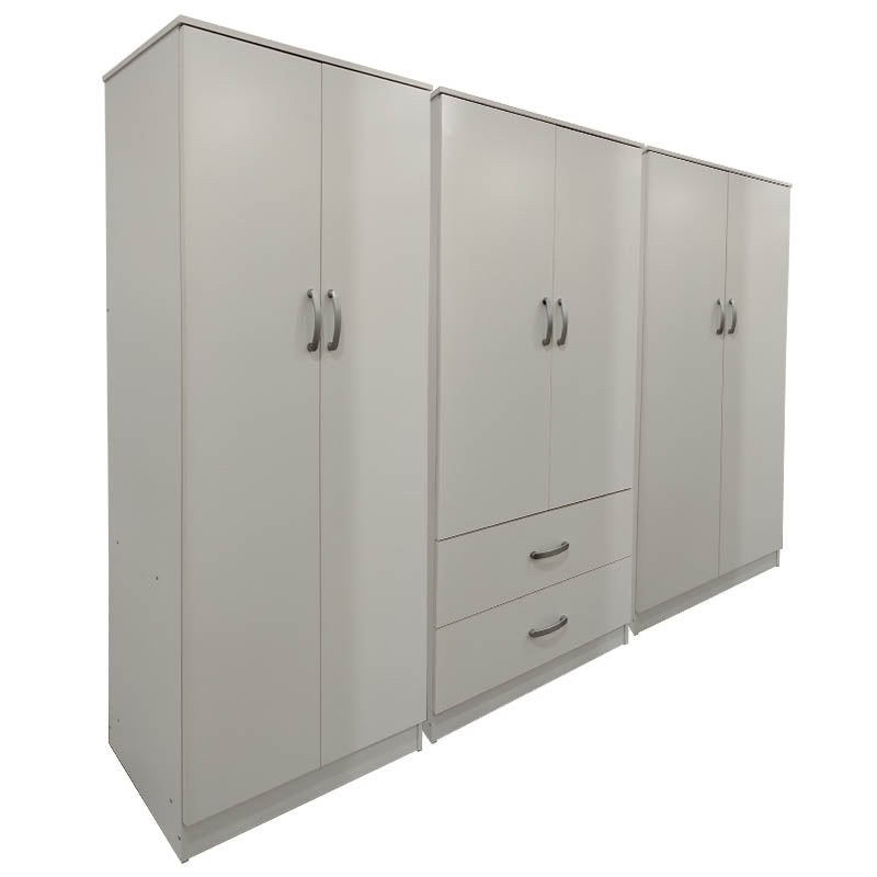 Ντουλάπα εξάφυλλη Athos I pakoworld λευκή 240x42x180εκ - Hippiehome.gr