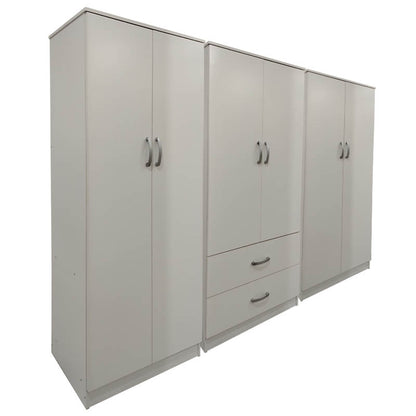 Ντουλάπα εξάφυλλη Athos I pakoworld λευκή 240x42x180εκ - Hippiehome.gr