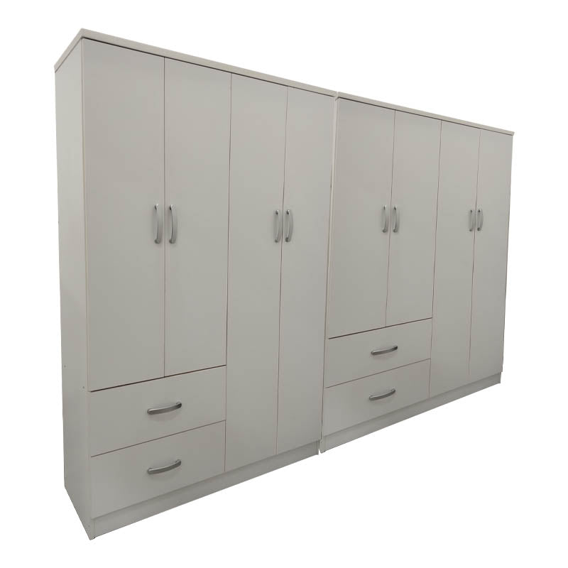 Ντουλάπα οχτάφυλλη Athos pakoworld λευκή 241x42x181εκ - Hippiehome.gr