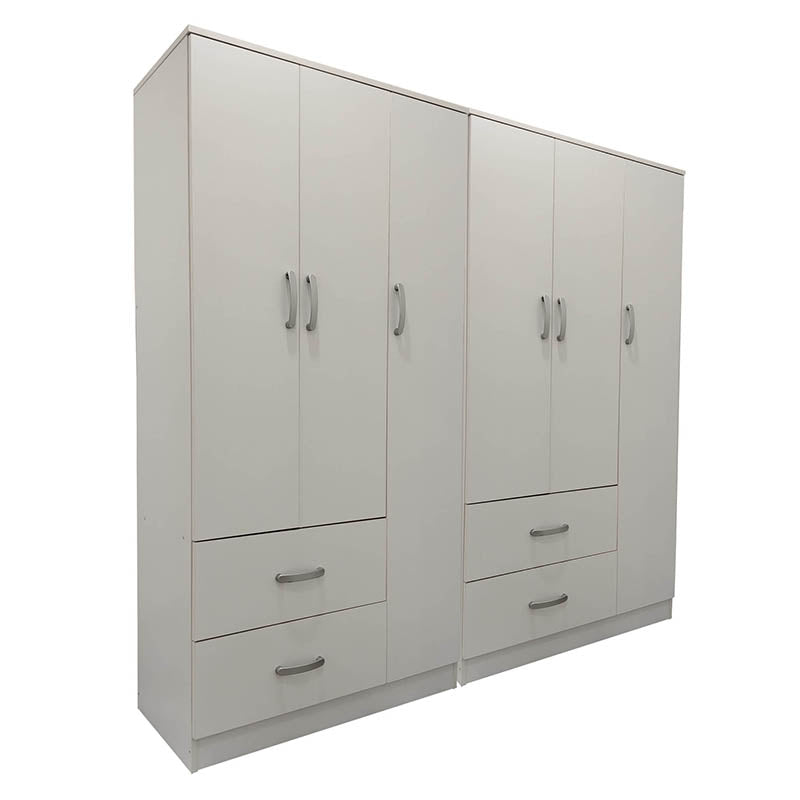 Ντουλάπα εξάφυλλη Athos pakoworld λευκή 180x42x180εκ - Hippiehome.gr