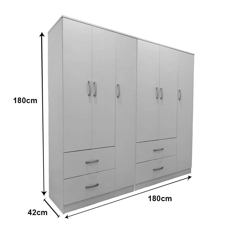 Ντουλάπα εξάφυλλη Athos pakoworld λευκή 180x42x180εκ - Hippiehome.gr