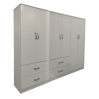 Ντουλάπα εξάφυλλη Athos pakoworld λευκή 200,5x42x180εκ - Hippiehome.gr