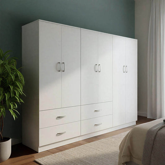 Ντουλάπα εξάφυλλη Lego pakoworld λευκή 200,5x42x180εκ - Hippiehome.gr