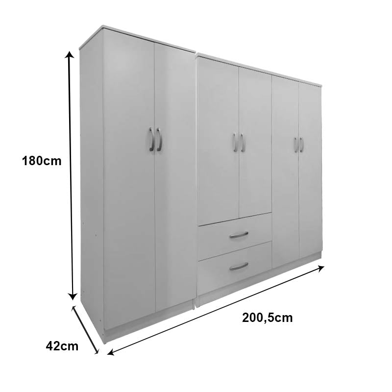 Ντουλάπα εξάφυλλη Athos Ι pakoworld λευκή 200,5x42x180εκ - Hippiehome.gr
