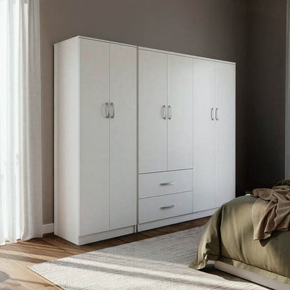 Ντουλάπα εξάφυλλη Athos Ι pakoworld λευκή 200,5x42x180εκ - Hippiehome.gr