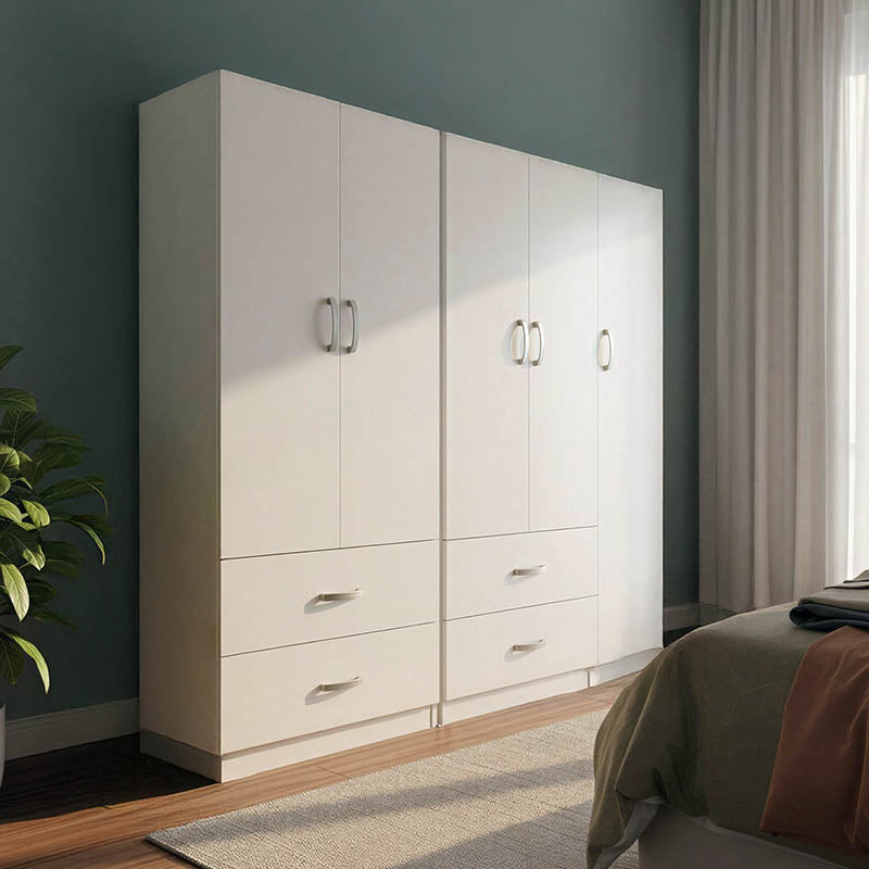 Ντουλάπα πεντάφυλλη Athos pakoworld λευκή 170x42x180εκ - Hippiehome.gr