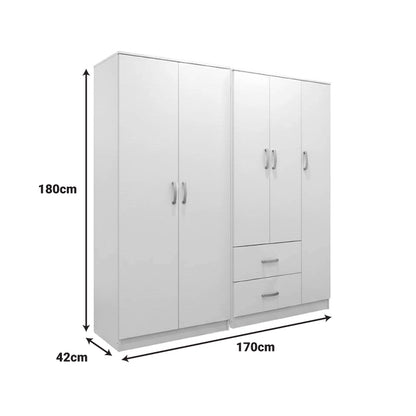 Ντουλάπα πεντάφυλλη Lego I pakoworld λευκή 170x42x180εκ - Hippiehome.gr