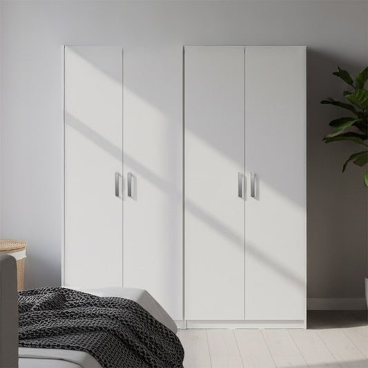 Ντουλάπα τετράφυλλη Lego Ι pakoworld λευκή 160x42x180εκ - Hippiehome.gr