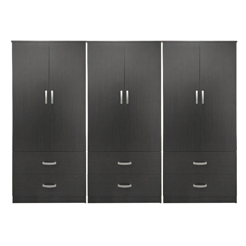 Ντουλάπα εξάφυλλη με συρτάρια Lego pakoworld wenge 240x42x180εκ - Hippiehome.gr