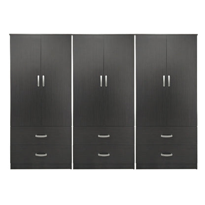 Ντουλάπα εξάφυλλη με συρτάρια Lego pakoworld wenge 240x42x180εκ - Hippiehome.gr