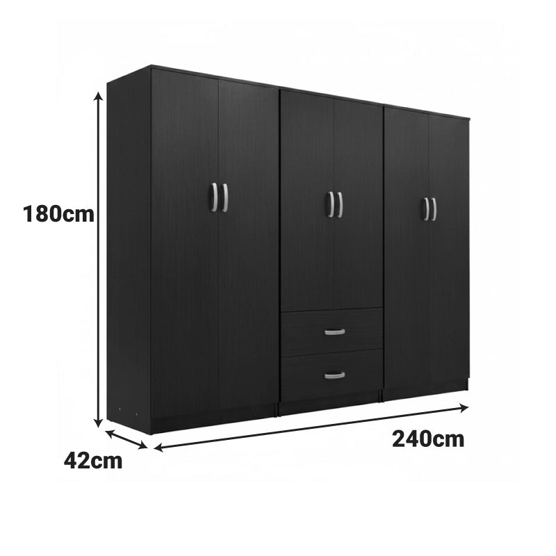 Ντουλάπα εξάφυλλη Lego Ι pakoworld wenge 240x42x180εκ - Hippiehome.gr