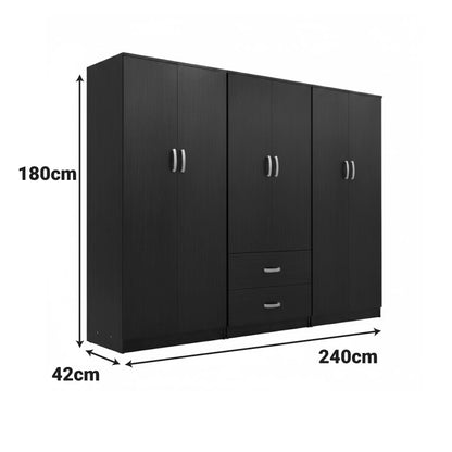 Ντουλάπα εξάφυλλη Lego Ι pakoworld wenge 240x42x180εκ - Hippiehome.gr