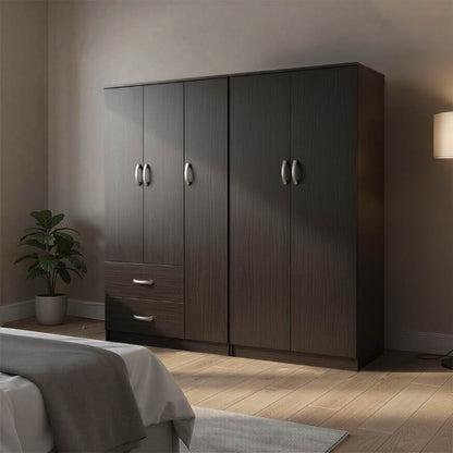 Ντουλάπα πεντάφυλλη Athos Ι pakoworld wenge 170x42x180εκ - Hippiehome.gr
