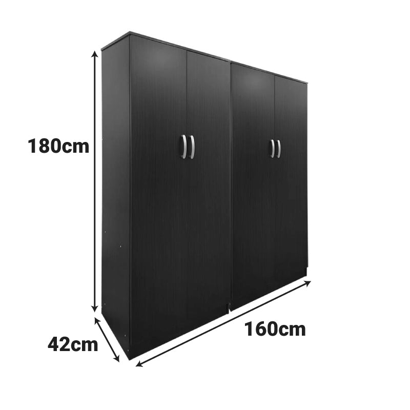 Ντουλάπα τετράφυλλη Athos Ι pakoworld wenge 160x42x180εκ - Hippiehome.gr
