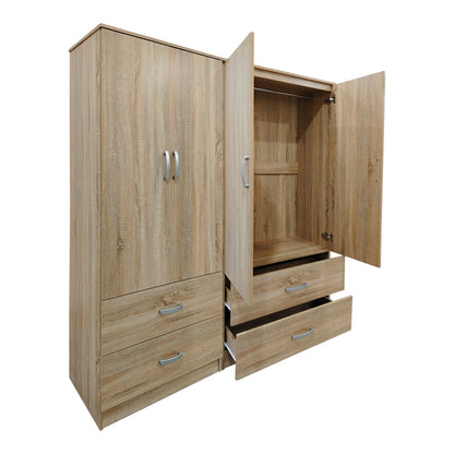 Ντουλάπα τετράφυλλη με συρτάρια Athos pakoworld sonoma 160x42x180εκ - Hippiehome.gr