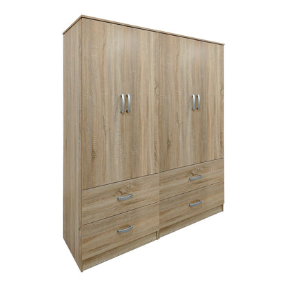 Ντουλάπα τετράφυλλη με συρτάρια Athos pakoworld sonoma 160x42x180εκ - Hippiehome.gr