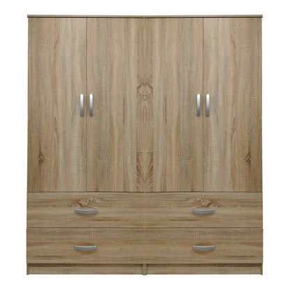 Ντουλάπα τετράφυλλη με συρτάρια Athos pakoworld sonoma 160x42x180εκ - Hippiehome.gr