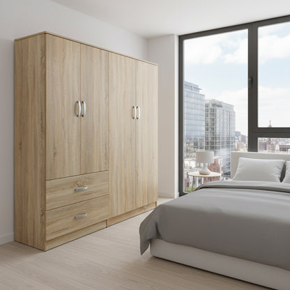 Ντουλάπα τετράφυλλη Athos pakoworld sonoma 160x42x180εκ - Hippiehome.gr