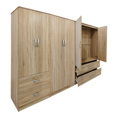 Ντουλάπα εξάφυλλη Athos pakoworld sonoma 240x42x180εκ - Hippiehome.gr
