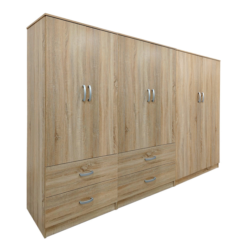 Ντουλάπα εξάφυλλη Athos pakoworld sonoma 240x42x180εκ - Hippiehome.gr