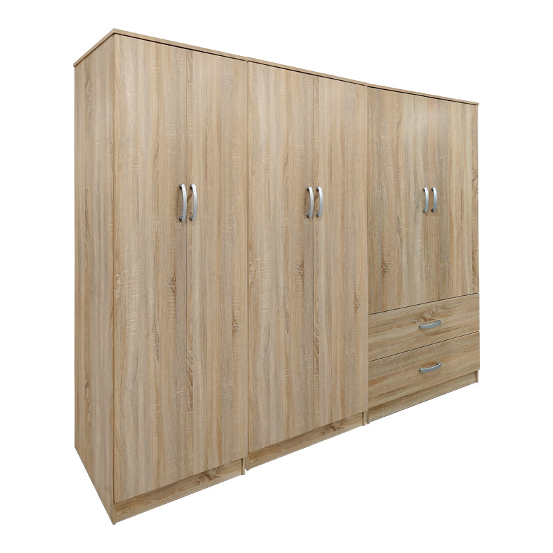 Ντουλάπα εξάφυλλη Athos I pakoworld sonoma 240x42x180εκ - Hippiehome.gr