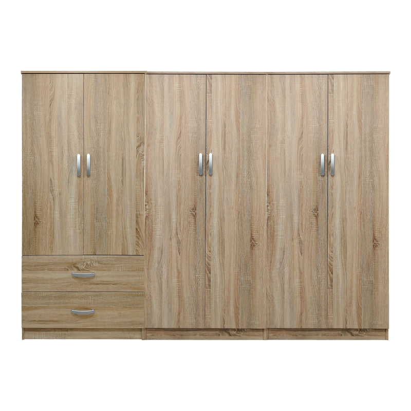 Ντουλάπα εξάφυλλη Athos I pakoworld sonoma 240x42x180εκ - Hippiehome.gr