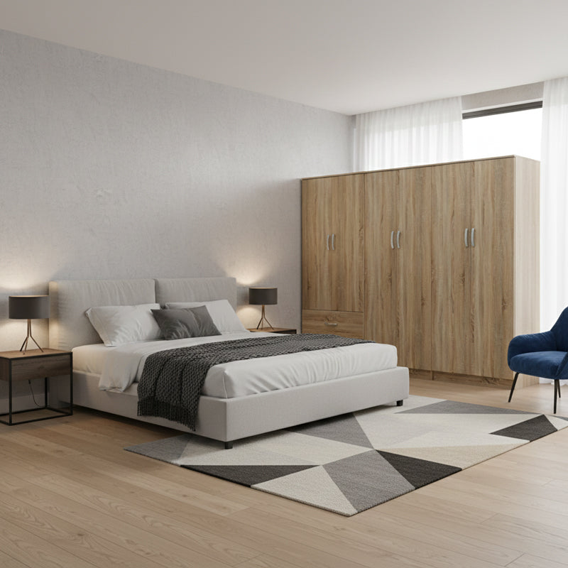 Ντουλάπα εξάφυλλη Athos I pakoworld sonoma 240x42x180εκ - Hippiehome.gr