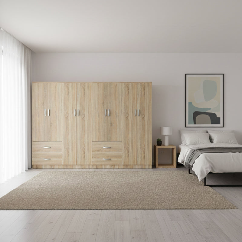 Ντουλάπα οχτάφυλλη Athos pakoworld sonoma 241x42x181εκ - Hippiehome.gr