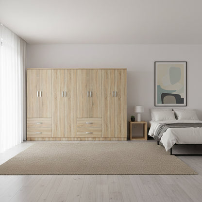 Ντουλάπα οχτάφυλλη Athos pakoworld sonoma 241x42x181εκ - Hippiehome.gr