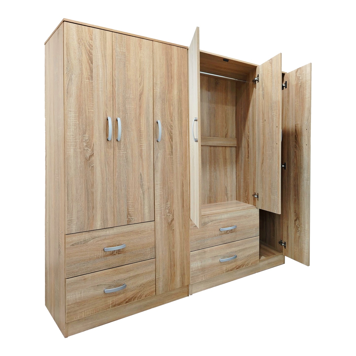 Ντουλάπα εξάφυλλη Athos pakoworld sonoma 180x42x180εκ - Hippiehome.gr