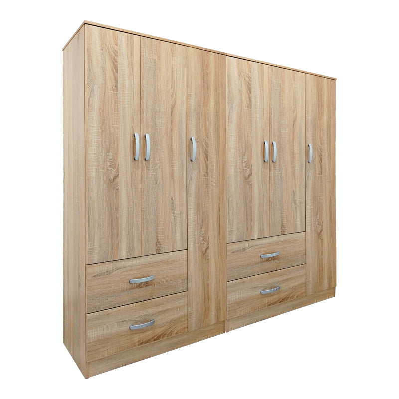 Ντουλάπα εξάφυλλη Athos pakoworld sonoma 180x42x180εκ - Hippiehome.gr