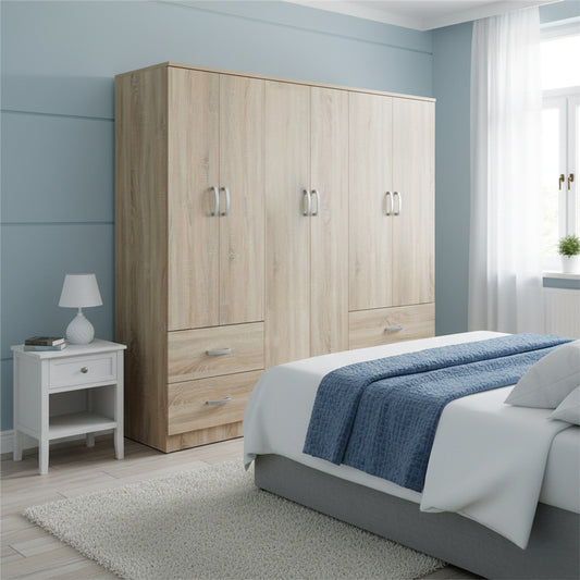 Ντουλάπα εξάφυλλη Athos pakoworld Sonoma 200.5x42x180εκ - Hippiehome.gr