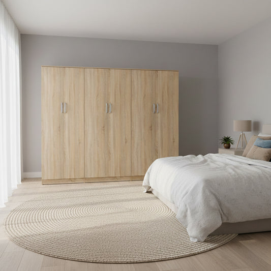 Ντουλάπα εξάφυλλη Athos ΙΙ pakoworld sonoma 240x42x180εκ - Hippiehome.gr