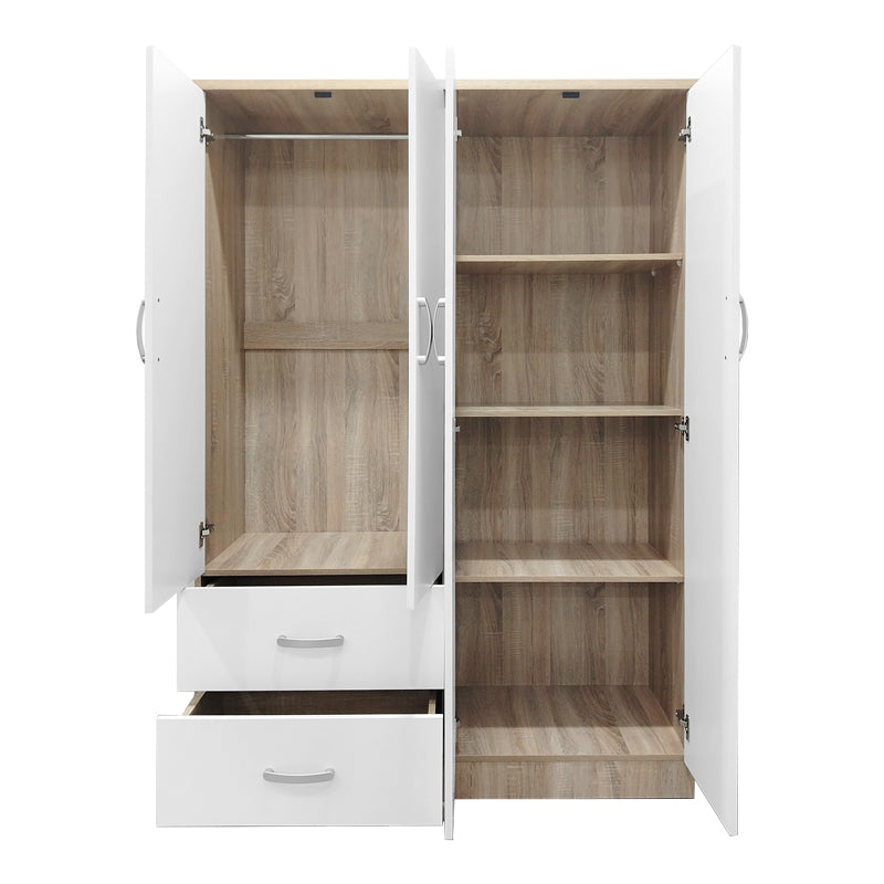 Ντουλάπα εξάφυλλη Athos pakoworld Sonoma-λευκό 200.5x42x180εκ - Hippiehome.gr