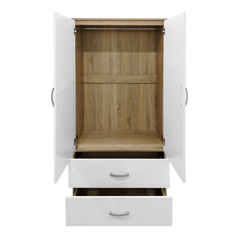 Ντουλάπα εξάφυλλη Athos pakoworld Sonoma-λευκό 200.5x42x180εκ - Hippiehome.gr
