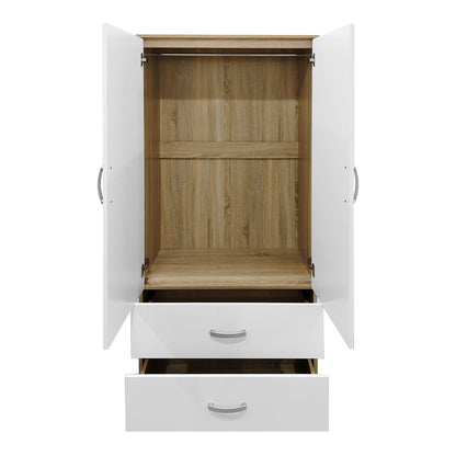 Ντουλάπα εξάφυλλη Athos pakoworld Sonoma-λευκό 200.5x42x180εκ - Hippiehome.gr