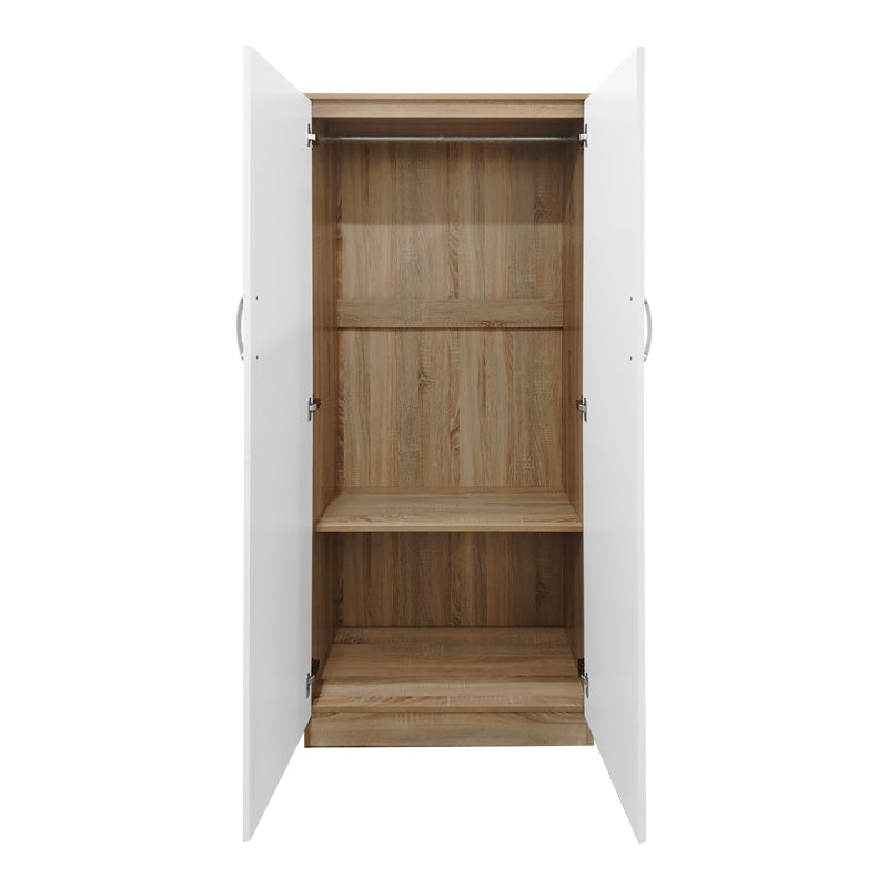 Ντουλάπα τετράφυλλη Athos Ι pakoworld sonoma-λευκό 160x42x180εκ - Hippiehome.gr