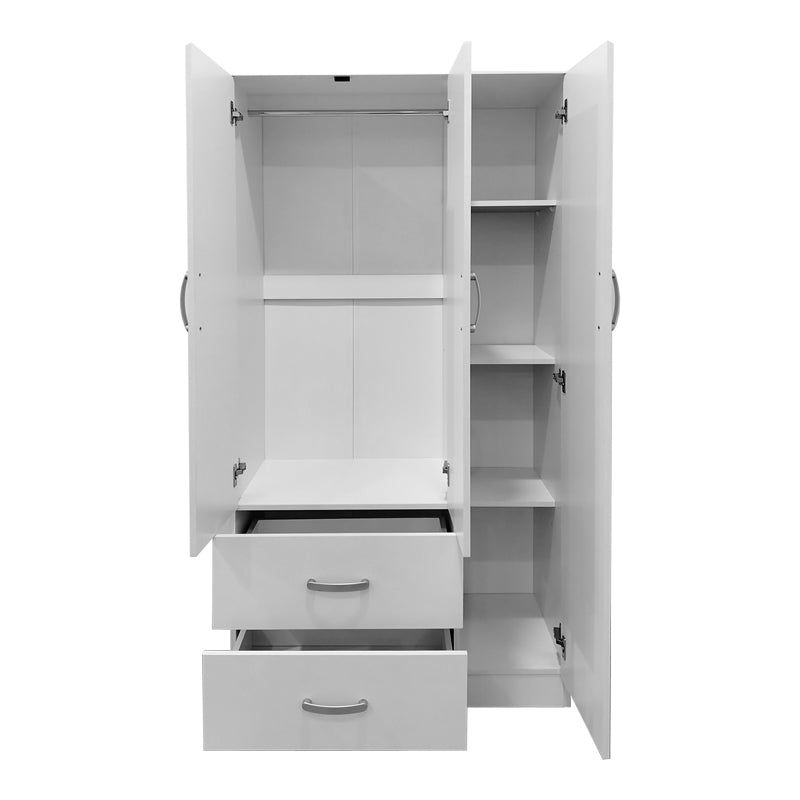 Ντουλάπα εξάφυλλη με πατάρι Athos pakoworld λευκή 180x42x240εκ - Hippiehome.gr