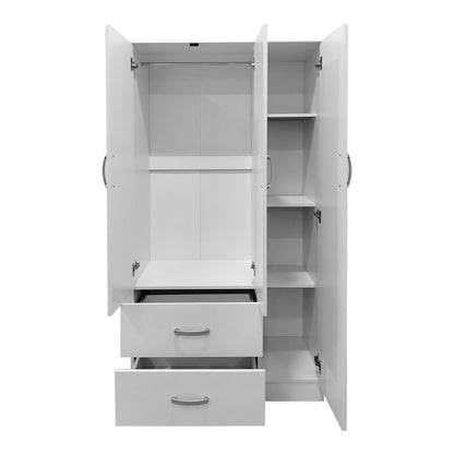 Ντουλάπα εξάφυλλη με πατάρι Athos pakoworld λευκή 180x42x240εκ - Hippiehome.gr