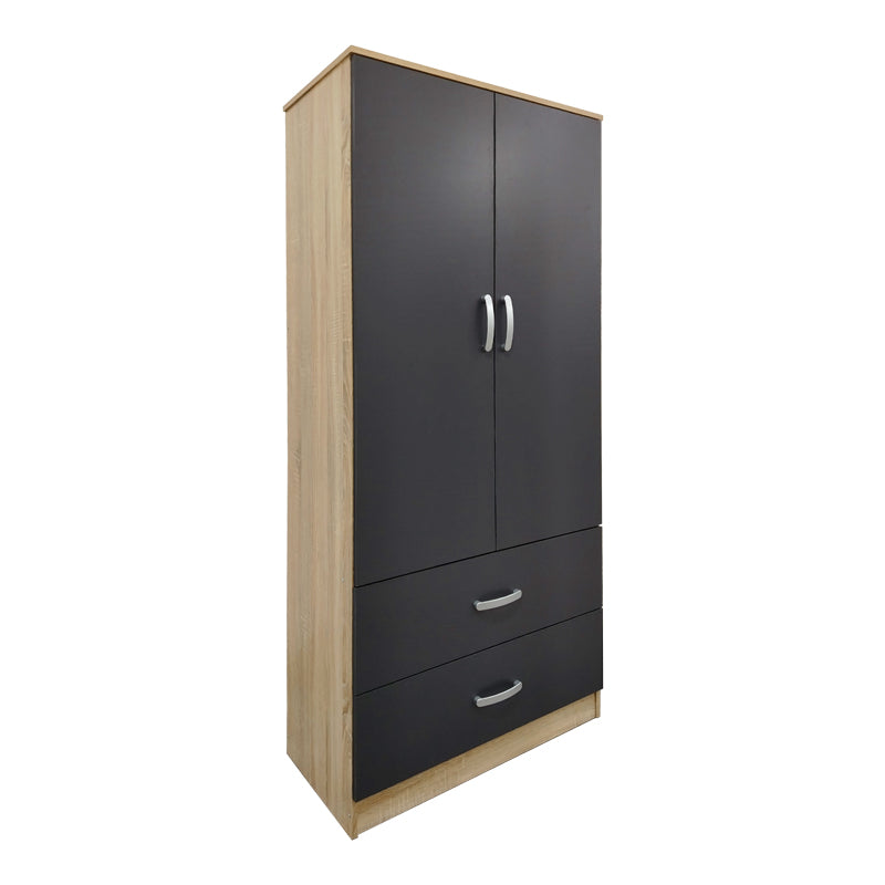 Ντουλάπα εξάφυλλη Athos pakoworld sonoma-ανθρακί 240x42x180εκ - Hippiehome.gr