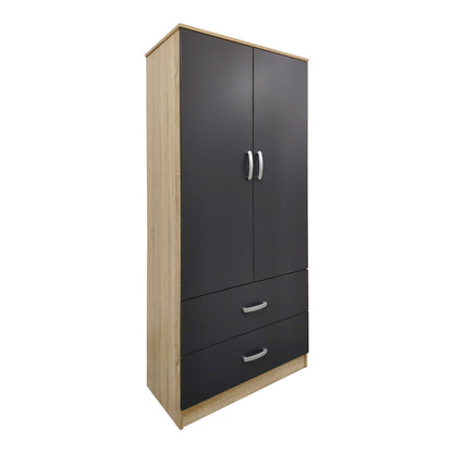Ντουλάπα εξάφυλλη Athos pakoworld sonoma-ανθρακί 240x42x180εκ - Hippiehome.gr