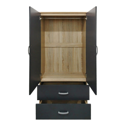 Ντουλάπα εξάφυλλη Athos pakoworld sonoma-ανθρακί 240x42x180εκ - Hippiehome.gr
