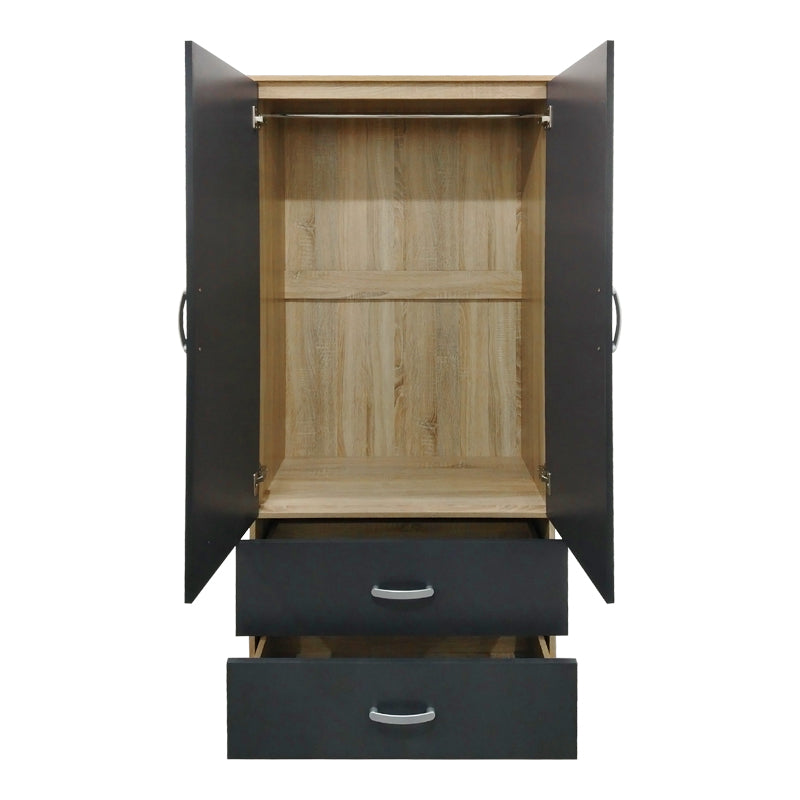 Ντουλάπα εξάφυλλη Athos I pakoworld sonoma-ανθρακί 240x42x180εκ - Hippiehome.gr